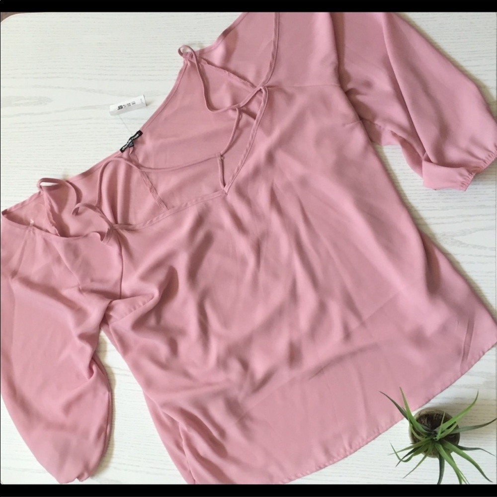 2X pretty in pink blouse